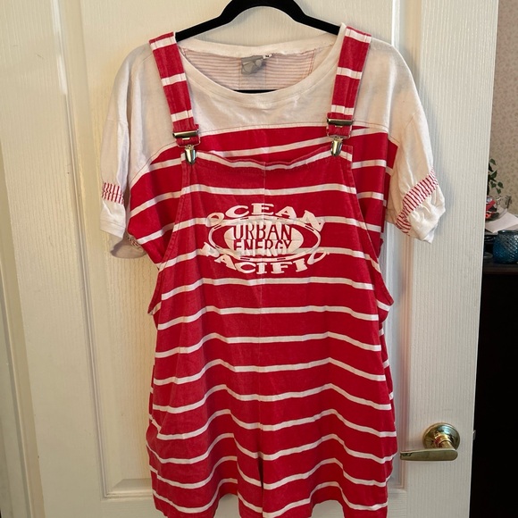 Pants - Ocean Pacific Romper Set Vintage Top Is Med. Romper Is Large Red/White Preowned